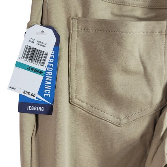 Nautica School Uniform Jeggings Khaki SZ 16 Pants Flat Front Pull On Pockets NWT - Picture 6 of 8